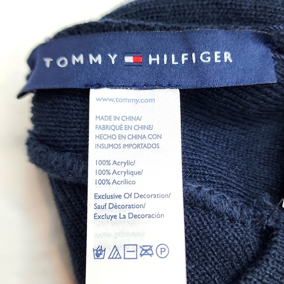 TOMMY HILFIGER HAT BEANIE , NAVY, UNISEX - Picture 8 of 10